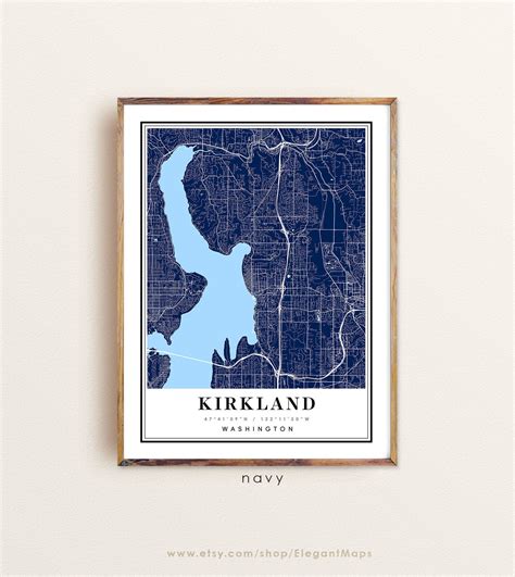 Kirkland Washington map Kirkland WA map Kirkland city map | Etsy