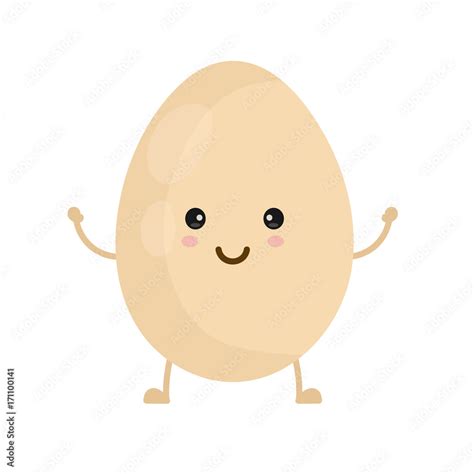 Happy Cute Smiling Egg Vector Flat Cartoon Stock Vector Illustration