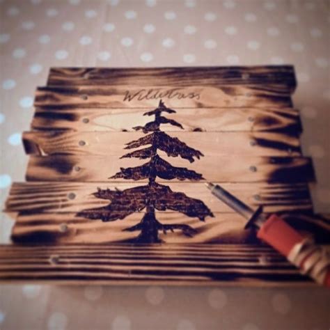 Pine Tree Wooden Wall Art Wood Burned Pyrography Fir Forest Etsy