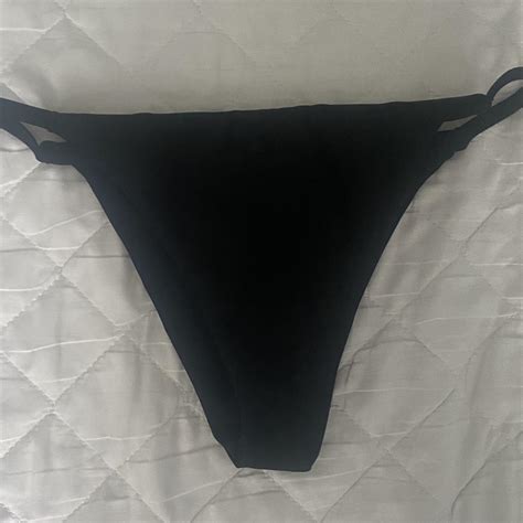 Black Tanga Bikini Bottoms Size Medium Brand New Depop