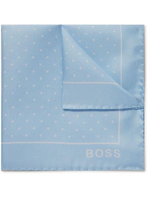 Hugo Boss Polka Dot Silk Twill Pocket Square Blue Hugo Boss