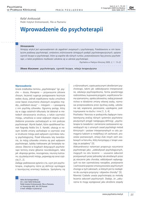 Wprowadzenie Do Psychoterapii