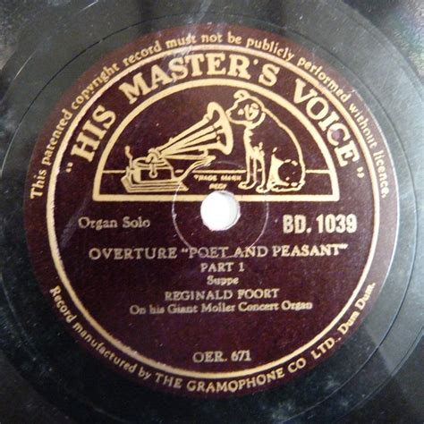 78rpm Reginald Foort Overture Poet And Peasant Part 1 2 Hmv Bd