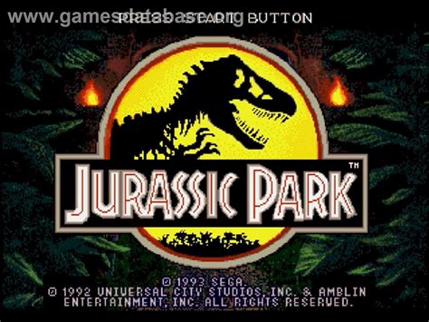 Jurassic Park Sega Genesis Artwork Title Screen