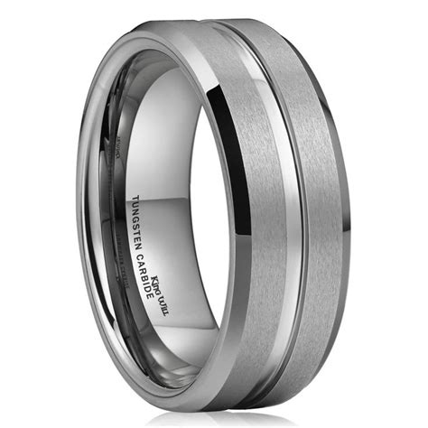 Men S Wedding Band With Brushed Finish And Polished Edges In Stainless