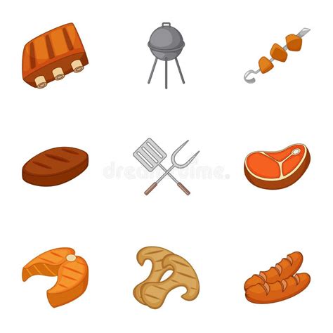 Barbecue Grill Icons 9 Set Stock Illustrations 303 Barbecue Grill