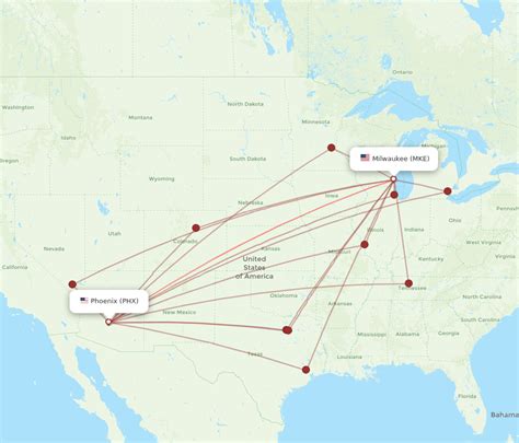 All Flight Routes From Phoenix To Milwaukee Phx To Mke Flight Routes