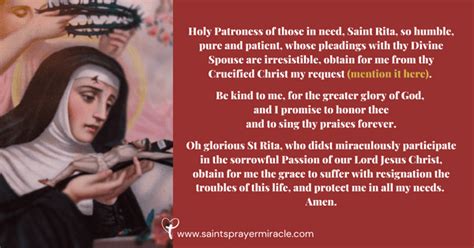 Saint Rita Prayer Novena Saints Prayer Miracle