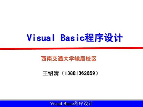 第1章 初识visual Basicword文档在线阅读与下载无忧文档