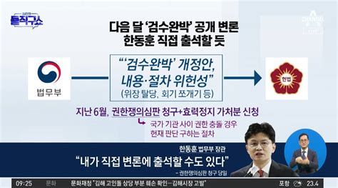 다음 달 ‘검수완박 공개 변론한동훈 직접 출석할 듯 Voda