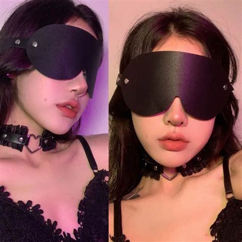 Leather Cosplay Blindfold Sexy Fashion Adult Eye Patch Black White Pink Red Party Costume Props