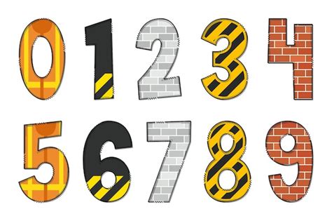 Premium Vector Handcrafted Construction Numbers Color Creative Art