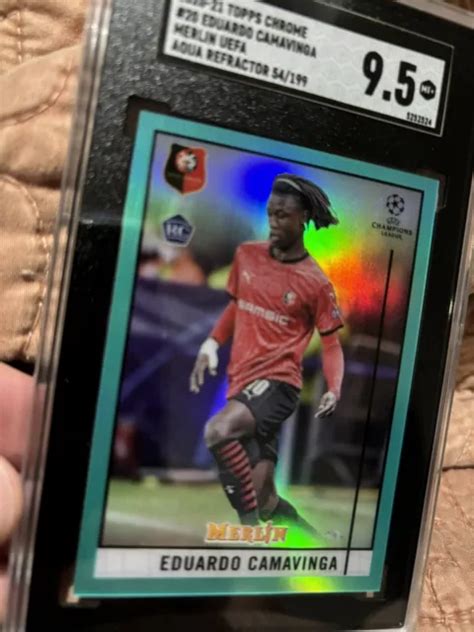 Topps Merlin Chrome R Fracteur Eduardo Camavinga Recrue Aqua