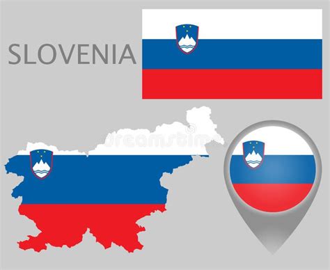 Slovenia Flag, Map and Map Pointer Stock Vector - Illustration of ...