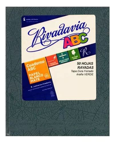 Cuaderno Tapa Dura Abc 50 Hojas 19x23 5 Rivadavia Color Verde araña