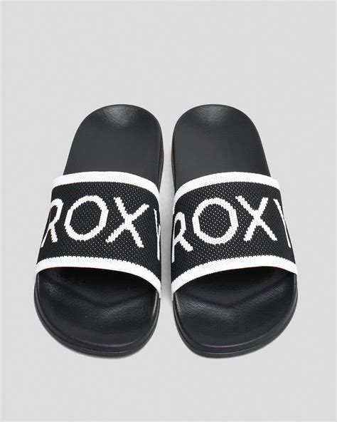 Shop Roxy Slippy Knit Slide Sandals In Black Fast Shipping Easy