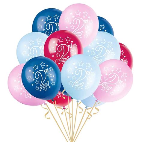 15Pcs Baby Boy Girl 2nd Birthday Confetti Latex Balloons Inflatable ...