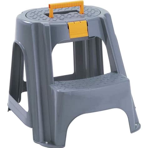 Rimax 250 Lbs Capacity 2 Step Plastic Stool And A Top Organizer 12053