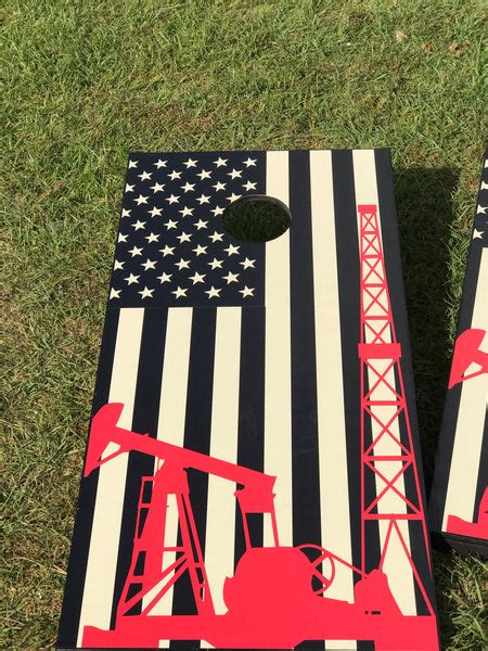 Oil Field American Flag Cornhole Set With Bean Bags Cornhole By Blake