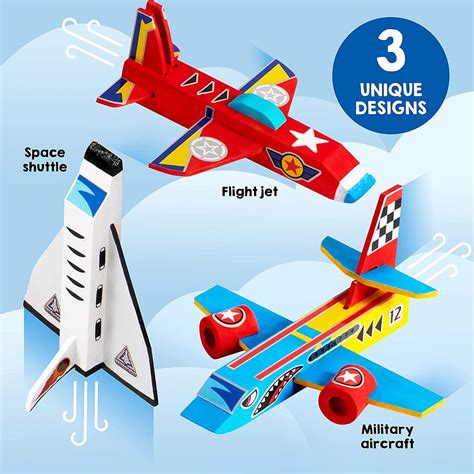 DIY Wooden 3D Aircraft Kit with 3 Airplane Toys