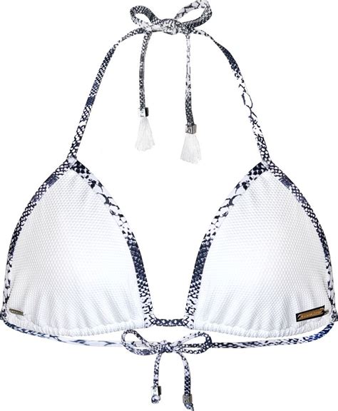 Elin Ritter Ibiza White Grey Snake Print Triangle Bikini Top Tamara