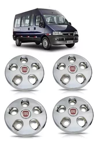 Kit Calotas Ducato Centro Roda Aro Cromada C Emblema