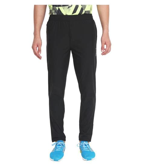 Reebok Black Polyester Lycra Trackpants Buy Reebok Black Polyester Lycra Trackpants Online At