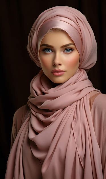 Premium AI Image A Beautiful Female Is Posing In Pink Hijab