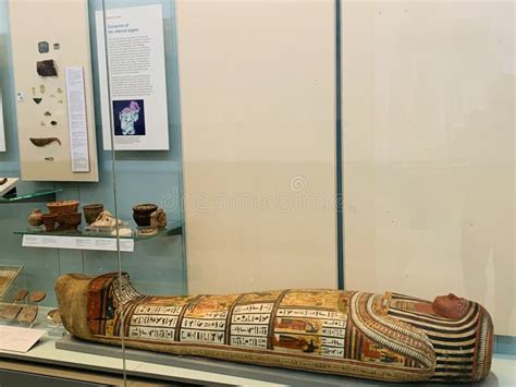 Antigua Momia Egipcia En Exhibición En El Museo Británico De Londres