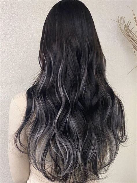 Black Hair With Grey Highlights Black And Silver Hair Black Brown