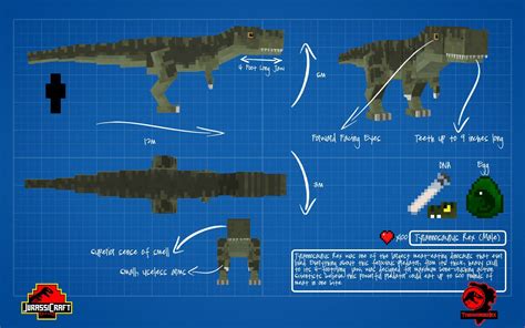 Jurassicraft Blueprint Tyrannosaurus Male Jurassic Craft Minecraft