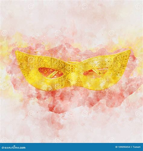 Watercolor Style And Abstract Image Of Masquerade Venetian Mask