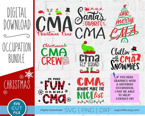 Christmas Cma Svg Bundle Certified Medical Assistant Svg Cma Etsy