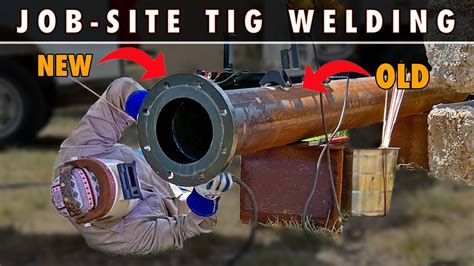 Job Site Tig Welding An Old Pipe To A New Flange Hydrogen Bake Out