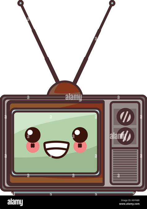 Old tv technology cute kawaii cartoon Stock Vector Image & Art - Alamy