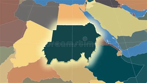 Sudan Administrative Blue Green Map With Country Flag And Location On A