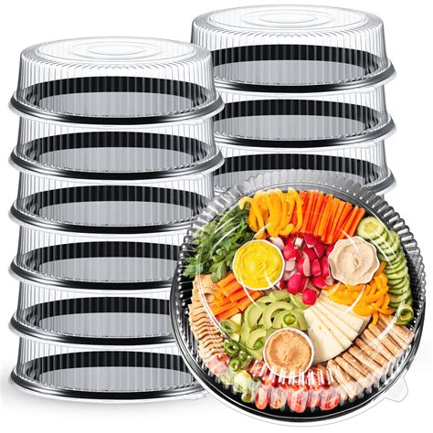 24 Pieces Serving Trays with Lid 18 Inch Plastic Party Platters with ...