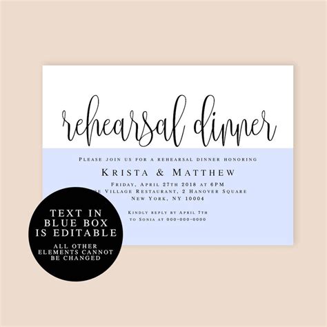 Rehearsal Dinner Invitation Template Rehearsal Invitation - Etsy