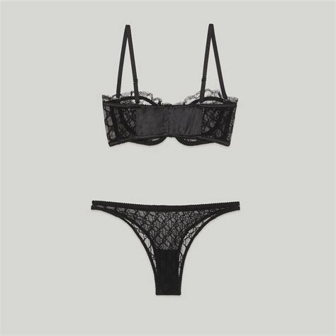 Qa Gg Embroidered Tulle Lingerie Set In Black