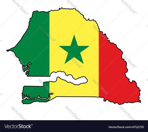 Senegal outline flag map Royalty Free Vector Image