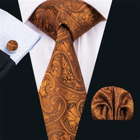 Copper Paisley Tie Pocket Square And Cufflinks Beautiful Ties At Unbelievable Prices