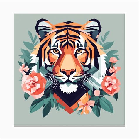 Floral Tiger Low Poly Painting 2 Canvas Print By 1xmerch Fy