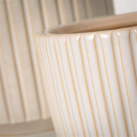 85h Sullivans Striped Cream Ceramic Planters Set Of 2 Cream In 2023