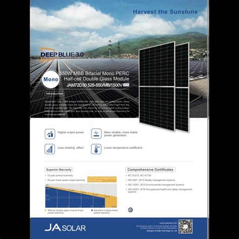 Ja Solar Panel Fotowoltaiczny JAM72D30 HC BIFACIAL 545W 545 W 545