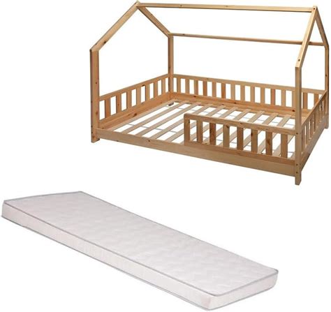 Atmosphera Lit Cabane Enfant Bosco 90x190 Matelas 90x190 Cm Blanc