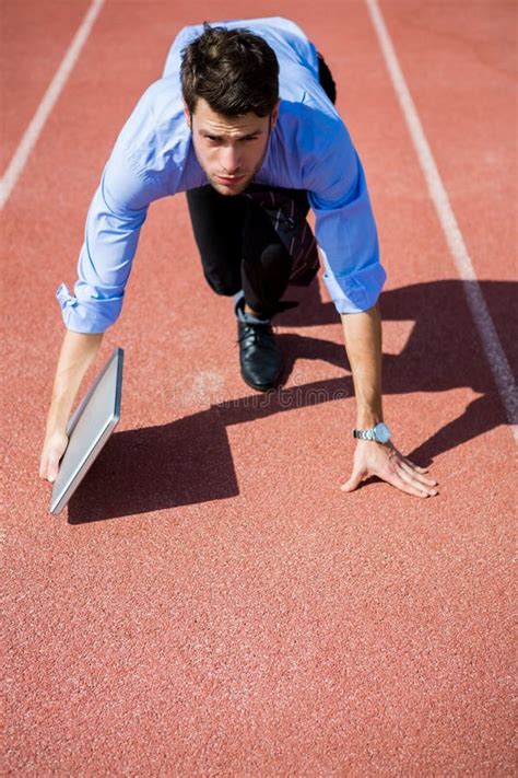 Businessman Ready To Run Running Track Stock Photos Free