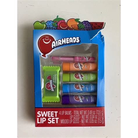 Airheads Sweet Lip Set Flavored 4 Lip Balms Lip Gloss And Molded Lip