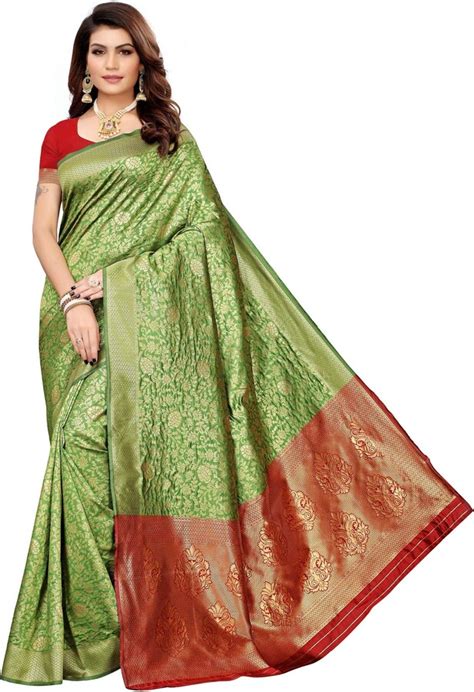 Crocon Indian Women S Banarasi Jacquard Rich Pallu Saree Wedding