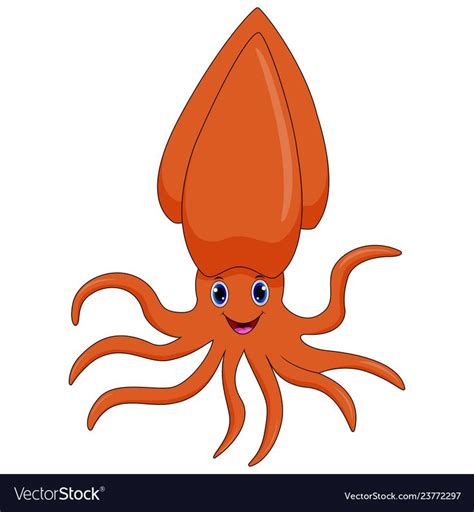 Cute cartoon squid Royalty Free Vector Image - VectorStock | Cartoon ...