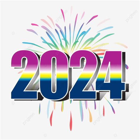 New Year 2024 With Firework Vector Illustration Beautiful Fireworks